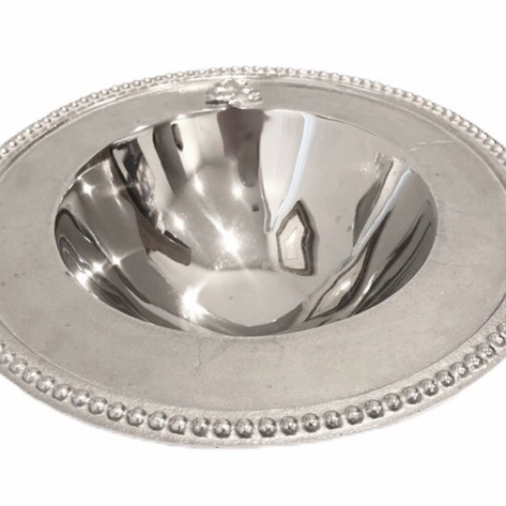 Large Metal Christmas Tree Bowl Silver Tone